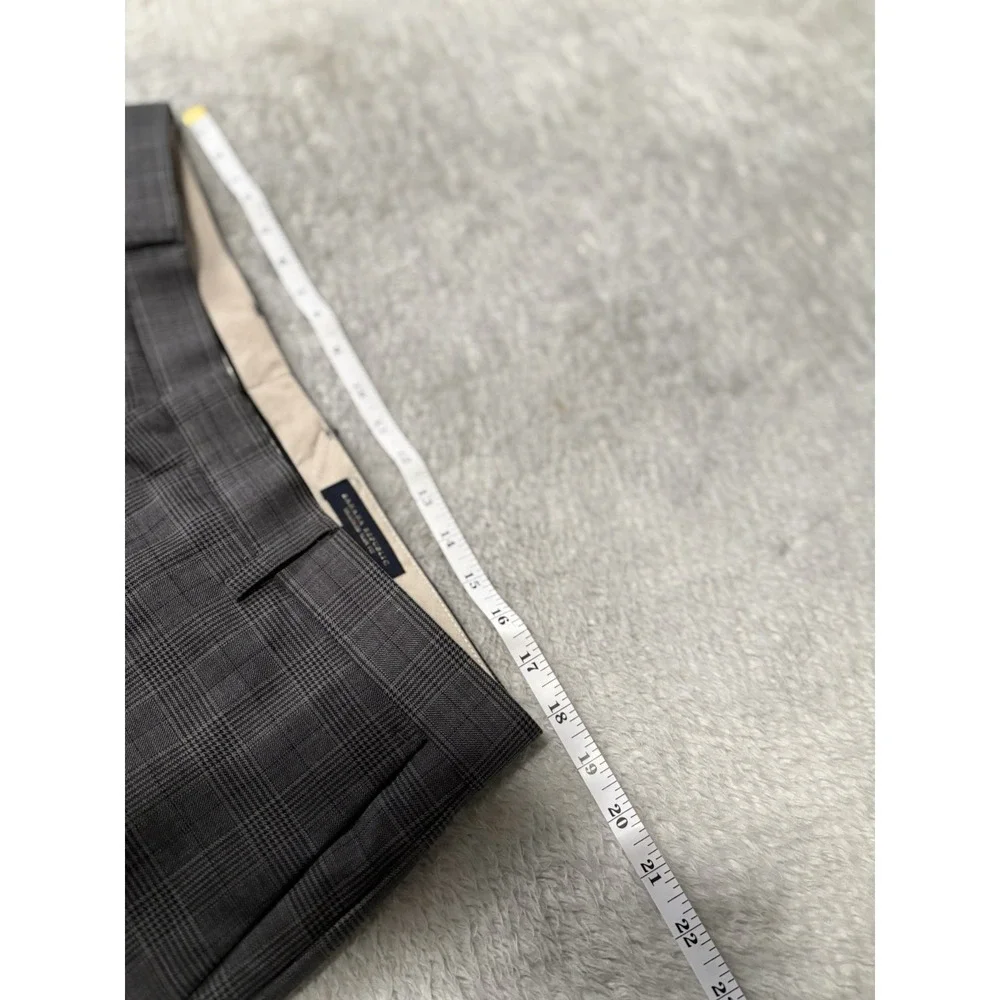 Banana Republic Windowpane‎ Plaid Gray Wool Straight Dress Pants 36x32 Trousers